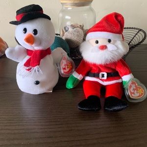 Two ty beanie babies , Santa and snowman $6 each